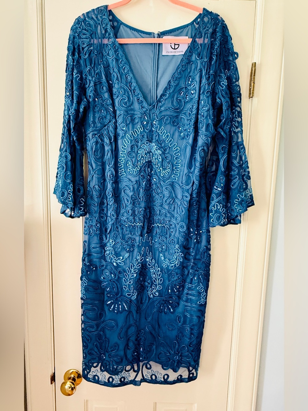 JS Collections Teal-Blue Sequined Dress